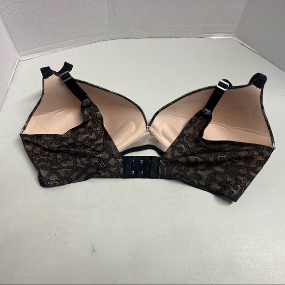 AMBRIELLE Tan‎ with Black lace Bra Size 36DD Wire Free - Picture 6 of 9